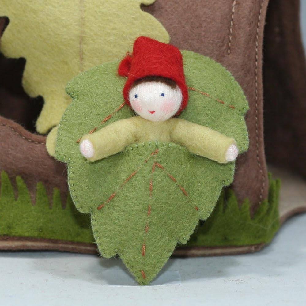 Forest Gnome Baby with Leaf Sack