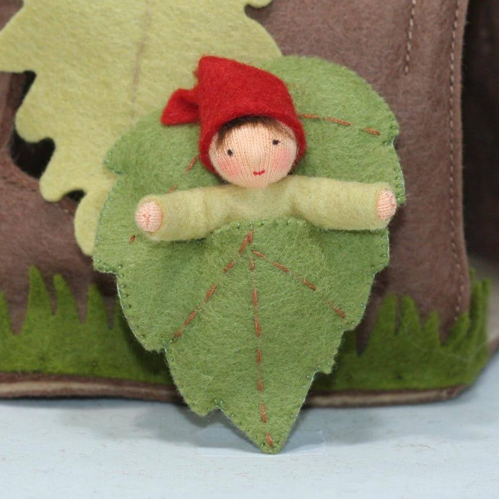 Forest Gnome Baby with Leaf Sack