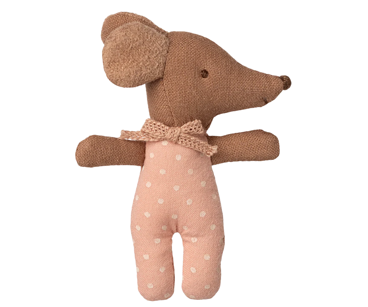 Maileg Sleepy Wakey Baby Mouse - Rose
