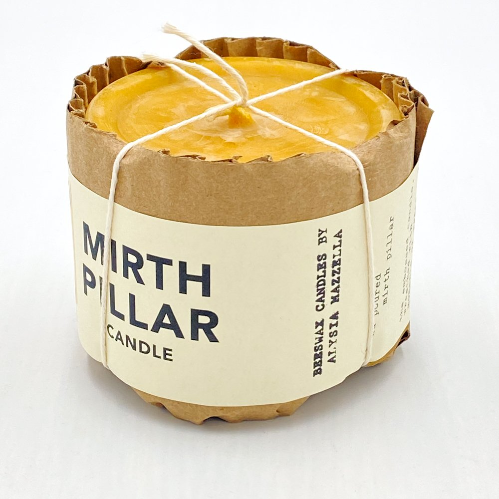Alysia Mazzella Beeswax Mirth Pillar Candle