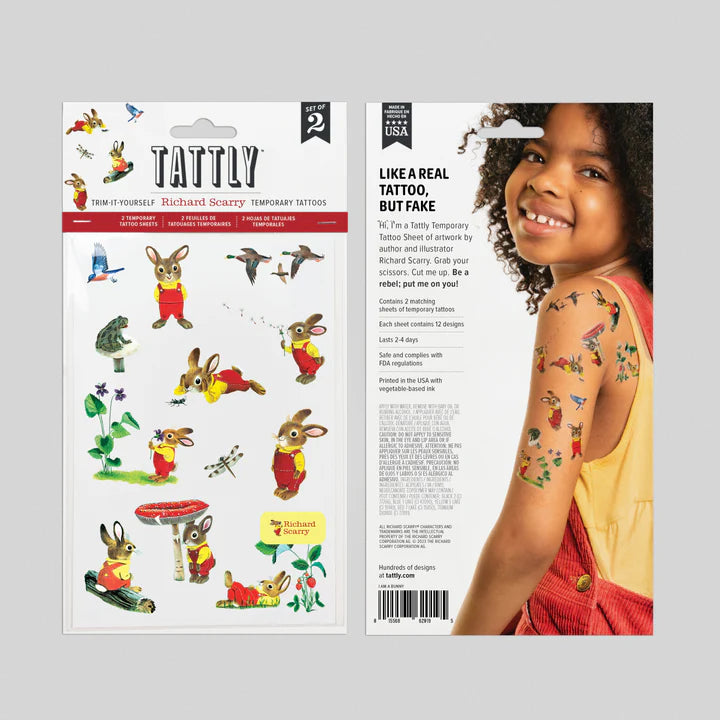 Tattly I am a Bunny by Richard Scarry Tattoo Sheet