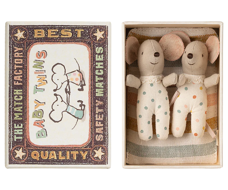 Maileg Twins, Baby Mice in Matchbox