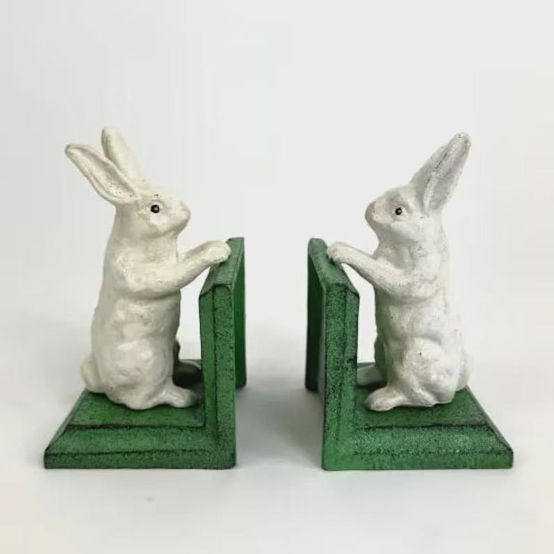 Cast Iron Bunny Bookends