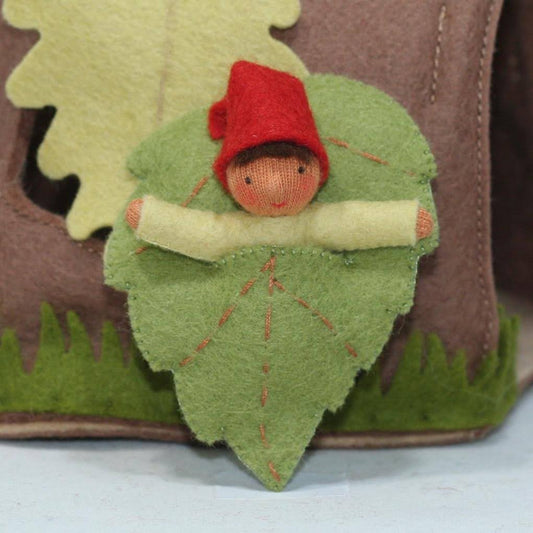 Forest Gnome Baby with Leaf Sack