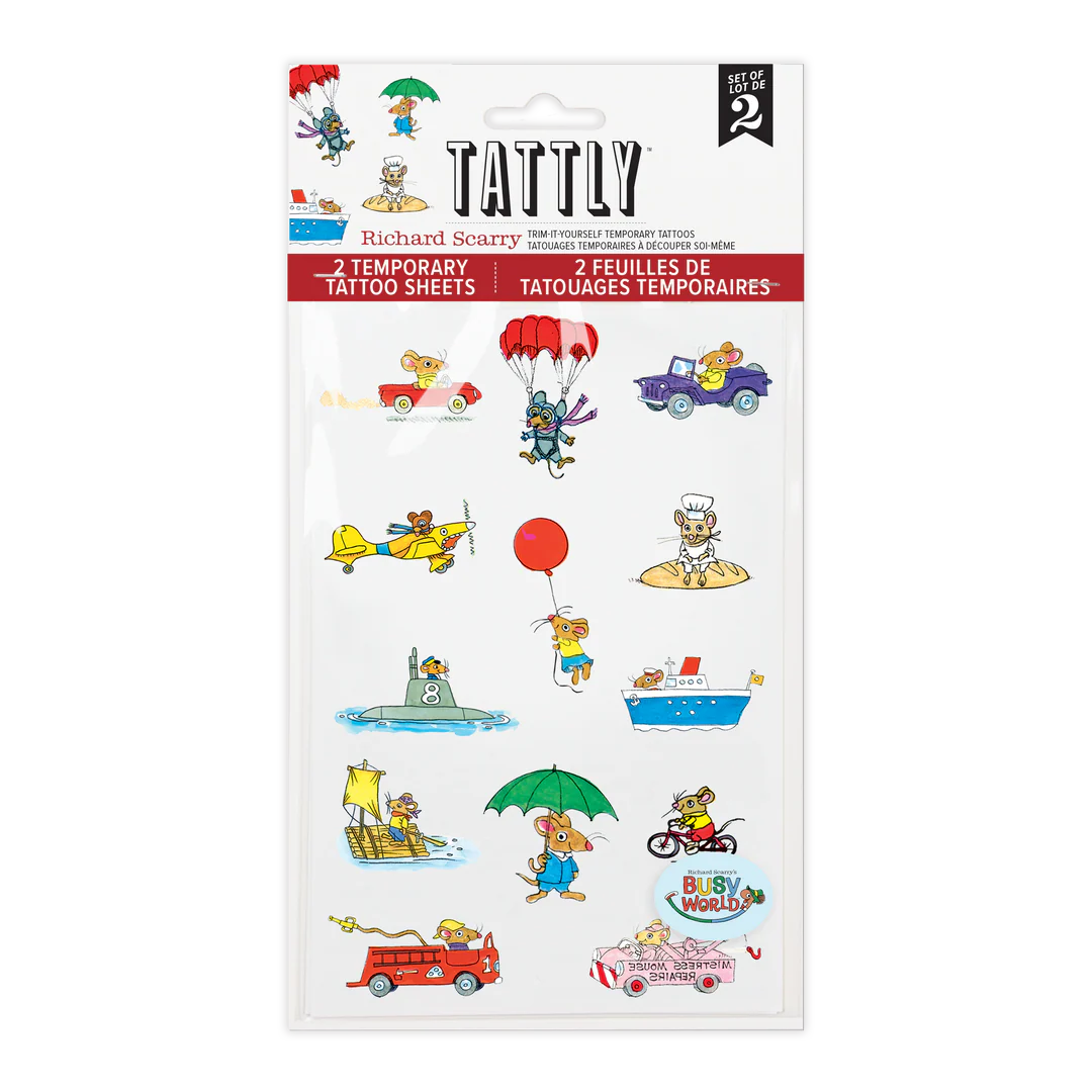 Tattly Richard Scarry Busy World Mice Tattoo Sheet