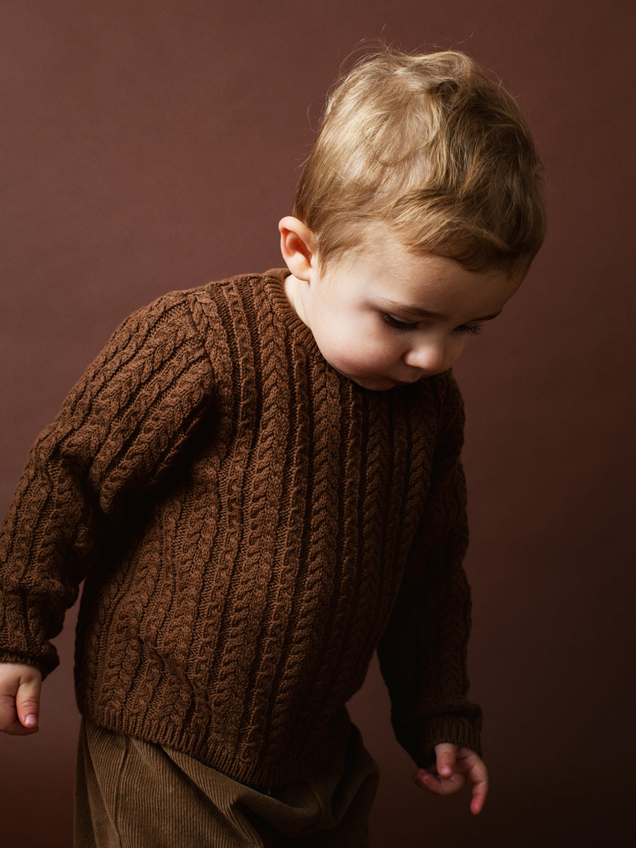 Serendipity Organics Baby Cable Sweater - Coffee