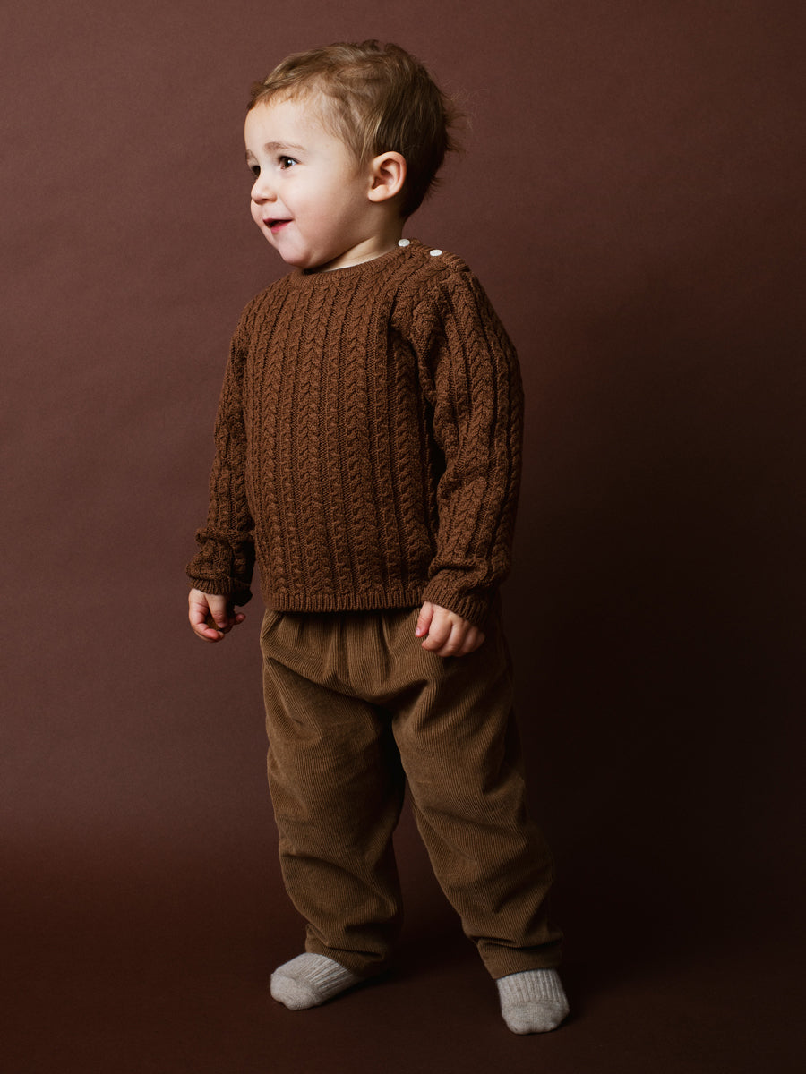 Serendipity Organics Baby Cable Sweater - Coffee