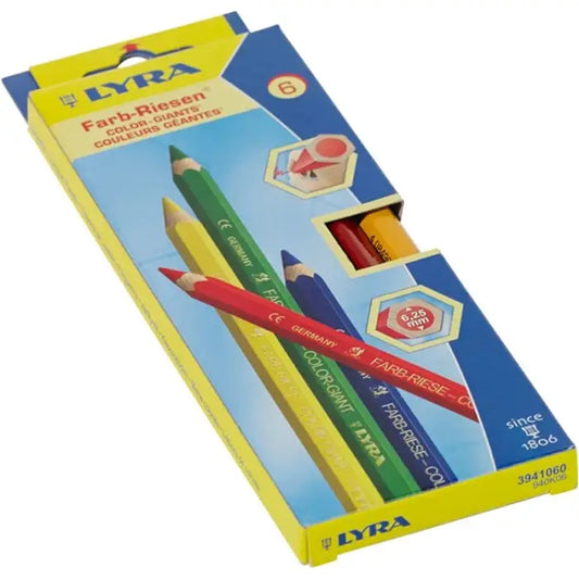 Lyra Color Giants Lacquered Pencils - 6 Standard assorted colors