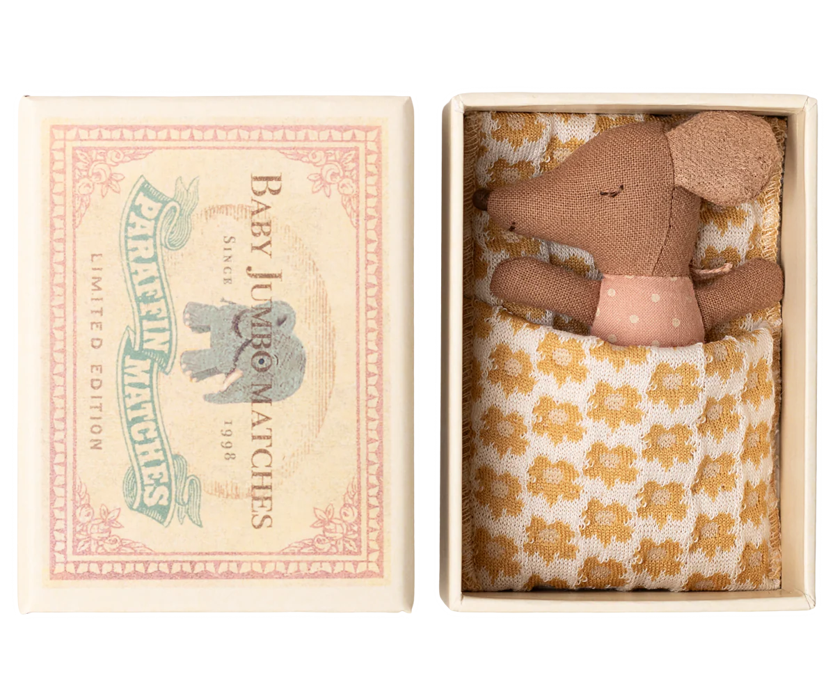 Maileg Sleepy Wakey Baby Mouse - Rose