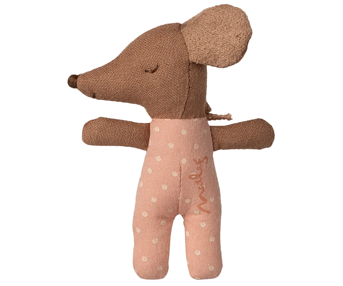 Maileg Sleepy Wakey Baby Mouse - Rose