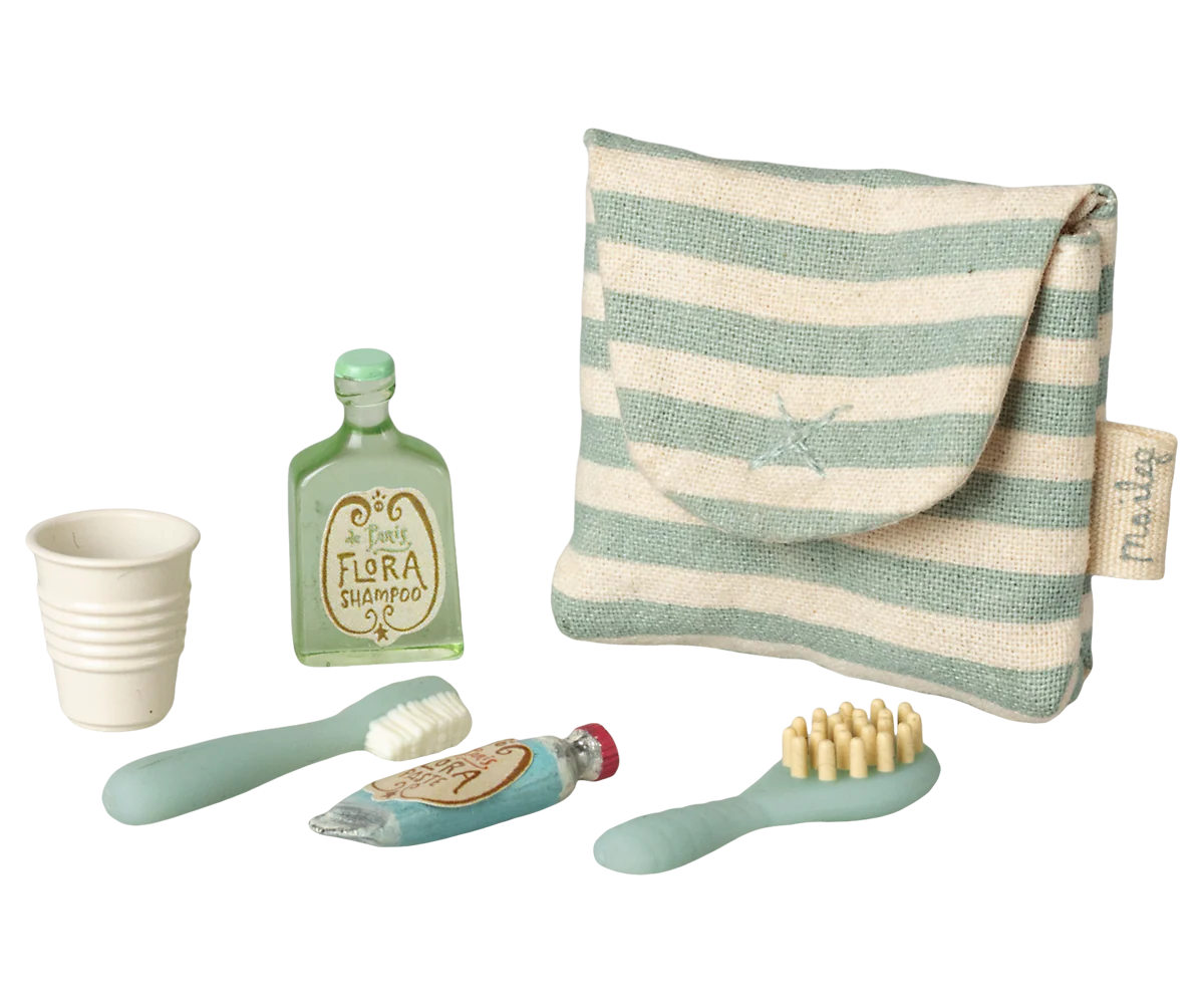 Maileg Mouse Toothbrush Set in Bag - Blue